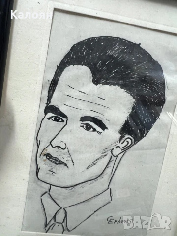 Рисунка портрет с туш оригинален подписан , снимка 3 - Други ценни предмети - 51397295