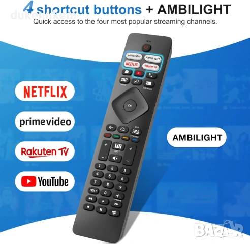 Универсално дистанционно за Philips TV с Ambilight бутон, LED, OLED и 4K UHD, снимка 4 - Дистанционни - 53042432