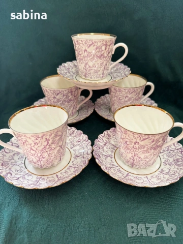 Руски порцелан-Двоен сет „Садик“ от костен порцелан на ЛФЗ „Ломоносов”, СССР