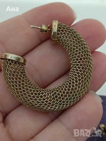 Сребърни позлатени обеци Буква Я , снимка 4 - Обеци - 43923309