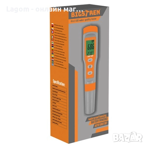 Уред за измерване на качеството на водата 2 в 1, PH и температура Bigstren, водоустойчив корпус, снимка 3 - Други инструменти - 52562380