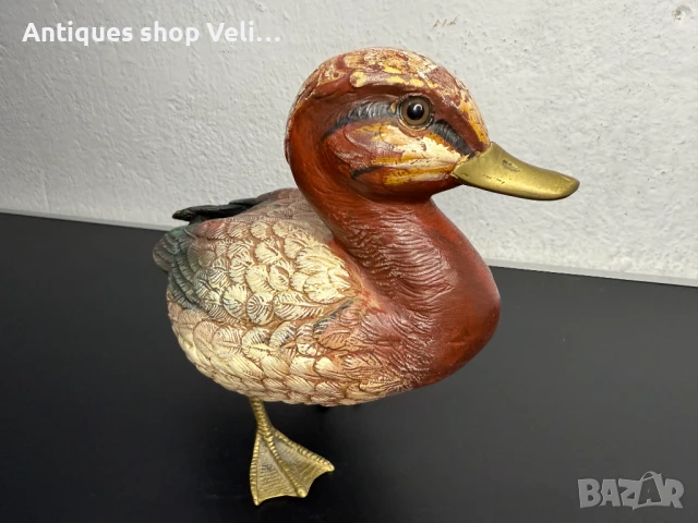 Колекционерска италианска статуетка патица Elli Malevolti №7240 , снимка 3 - Антикварни и старинни предмети - 51095210