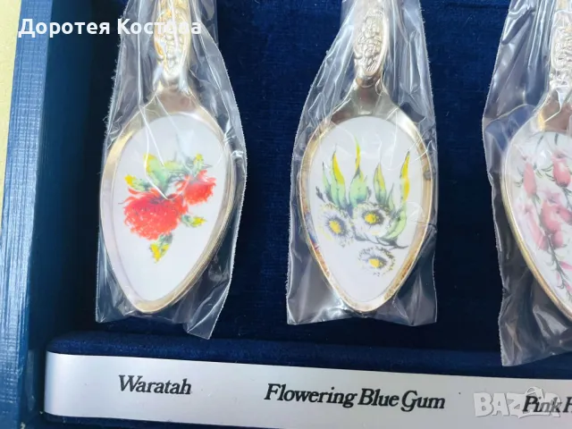 Красиви посребрени лъжички от Япония с диви цветя - 7 бр, снимка 3 - Антикварни и старинни предмети - 48731395