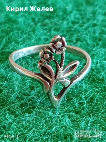 Сребърен Арт пръстен във флорален стил Бел Епок артистичен 53030, снимка 2 - Пръстени - 53069213