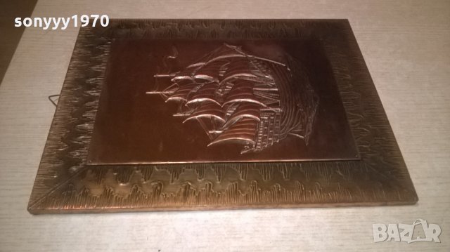 картина-фрегата-мед/месинг-внос швеция-36х28см, снимка 3 - Колекции - 26881010