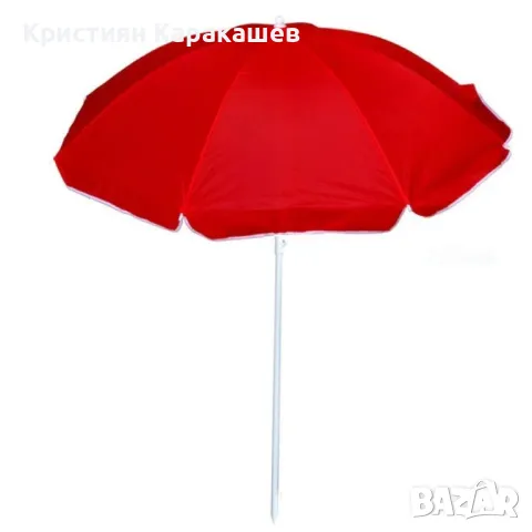 Градински чадър, осмоъгълен, чупещ, червен, 240 см, снимка 1