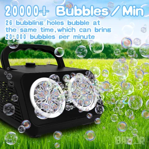 Машина за мехурчета преносима автоматична машина за сапунени балони 20 000+ балончета, снимка 5 - Електрически играчки - 49371904