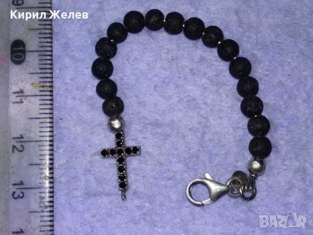 ЧАСТ от СРЕБЪРНА ГРИВНА СРЕБРО 925 с ТОПЧЕТА от ВУЛКАНИЧЕН КАМЪК и МАРКАЗИТИ на КРЪСТЧЕТО 40987, снимка 4 - Гривни - 43225262