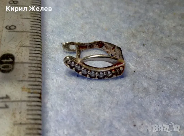 СТАРА СКЪПОЦЕННА СРЕБЪРНА ОБЕЦА СРЕБРО 925 с ФАСЕТИРАНИ БЛЕСТЯЩИ ЦИРКОНИ 47581, снимка 3 - Обеци - 49601307