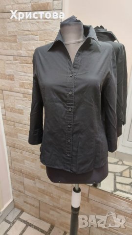 Спортно-елегантна черна памучна риза - 6,00лв., снимка 1 - Ризи - 26536719