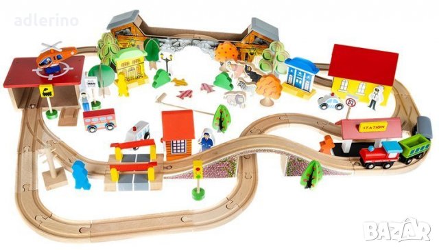  Дървена железопътна линия - 89 елемента Ново