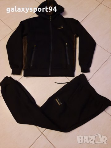 Зимен мъжки анцуг Черно с червен кант, снимка 2 - Спортни дрехи, екипи - 38357605