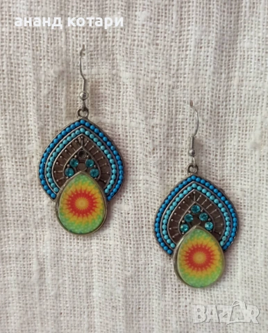 Обеци мандала принт от Индия М38-42, снимка 5 - Обеци - 39013701