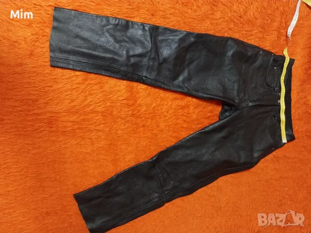 44 Черен кожен панталон/ моторджийски/от естествена кожа , снимка 11 - Панталони - 49341079