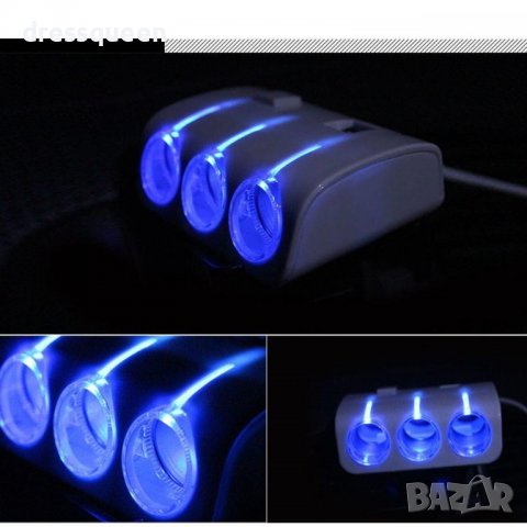 1506 Разклонител за запалка с 3 куплунга и 2 бр. USB, снимка 3 - Аксесоари и консумативи - 37284919