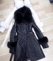 Дамско луксозно палто кожа и лисица бяло и черно, снимка 1 - Палта, манта - 27482451