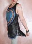 Ръчно плетени дамски топ с дънково сърце, черен, снимка 1 - Корсети, бюстиета, топове - 32784307