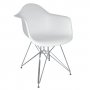 Бяло  трапезно кресло с метални крака Алеа, снимка 1 - Столове - 37638387