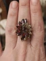 Авторски стар сребърен пръстен гранати и марказити, снимка 2