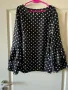 Разкошна нова елегантна кукленска блуза топ туника  вълнообразни акценти бели точки , снимка 3