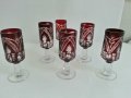  кристални чаши цветен червен кристал, снимка 1 - Антикварни и старинни предмети - 28766260