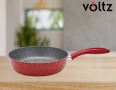 Кухненски тиган Voltz, 24см./ 26см., Дълбок,  Мраморно покритие, Индукция,  Червен, снимка 2