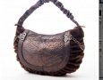 дамска чанта  размер  19/ 18 см естествена кожа и текстил , снимка 3