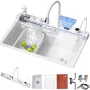 Модерна бяла мултифункционална кухненска мивка с двоен водопад, снимка 4