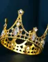 Корона Тиара метална медена сребриста златиста с камъни за украса декор на торта парти, снимка 4