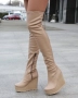 Ботуши на платформа - бежова кожа, снимка 3