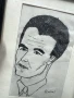 Рисунка портрет с туш оригинален подписан , снимка 3