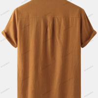 Мъжка памучна риза с яка и къс ръкав, 7цвята , снимка 9 - Ризи - 44901208