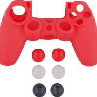 Силиконов калъф за контролер PlayStation 4 Controller  Предлага се в два цвята- бял или червен, снимка 1 - Аксесоари - 33562580