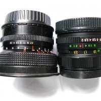 Обективи М42 - 58/2,0 и 20/2,8 за EOS Canon с адаптер с чип, снимка 2 - Обективи и филтри - 39681112