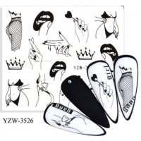 YZW-3526 знаци с ръце женско тяло устни слайдер ваденки водни стикери за нокти маникюр татос, снимка 1 - Продукти за маникюр - 32720773