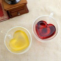 Двустенна стъклена термо чаша във формата на сърце, снимка 5 - Чаши - 43018513