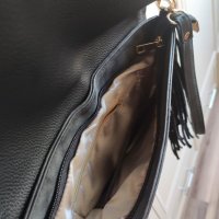 Черна дамска чанта с ресни, снимка 6 - Чанти - 28042278