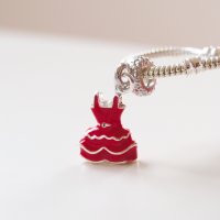 Талисман висулка рокля в червено за гривни тип Пандора, снимка 2 - Гривни - 26569305