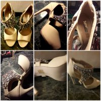 Луксозни дамски  обувки  с висок  и камъни сваровски , снимка 1 - Дамски елегантни обувки - 36861726