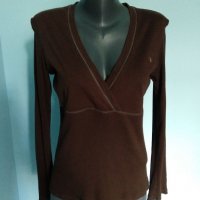 Еластична памучна блуза ”Esprit” / цвят Шоколад / голям размер , снимка 2 - Блузи с дълъг ръкав и пуловери - 15863312