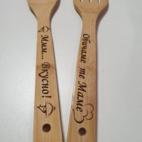Комплект дървени бъркалки от бамбук с надпис по ИЗБОР, снимка 3 - Сувенири от дърво - 35263879