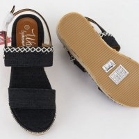 Черни дамски сандали от деним марка Beppi , снимка 6 - Сандали - 33104977
