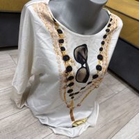Дамска блуза/ бяла / с декорация , снимка 2 - Блузи с дълъг ръкав и пуловери - 38979146