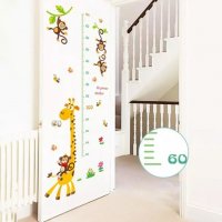 Жираф и маймунки на клон метър за стена и мебел детска стая лепенка стикер самозалепващ, снимка 6 - Други - 34817973