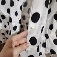 Дамска винтижд риза сатен бяла на черни точки, снимка 5 - Ризи - 43329869