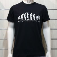 Нова мъжка тениска с трансферен печат Човешка еволюция в черен цвят, снимка 6 - Тениски - 36598981
