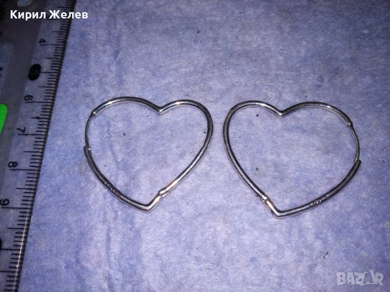 ШАРМАНТНИ СЪРЦЕВИДНИ ПОСРЕБРЕНИ АРТ ОБЕЦИ БЕЛ ЕПОК СТИЛ от БЛАГОРОДНА НЕРЪЖДАЕМА СТОМАНА 19810, снимка 1