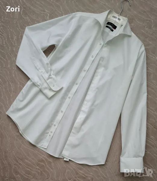 Снежнобяла мъжка риза Л размер , снимка 1