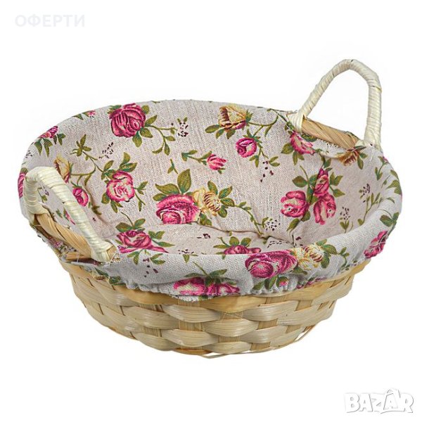 Великденска декоративна кошница Кръгла флорална материя Ø23x8см, снимка 1