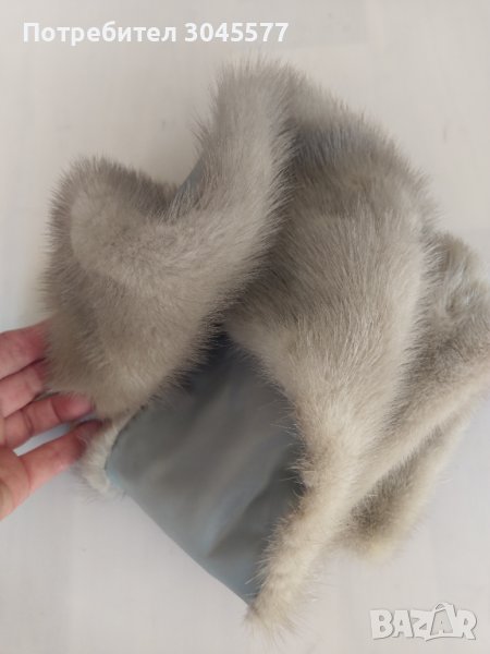 Яка 92 см, естествен косъм, норка сребърна и кафява, снимка 1